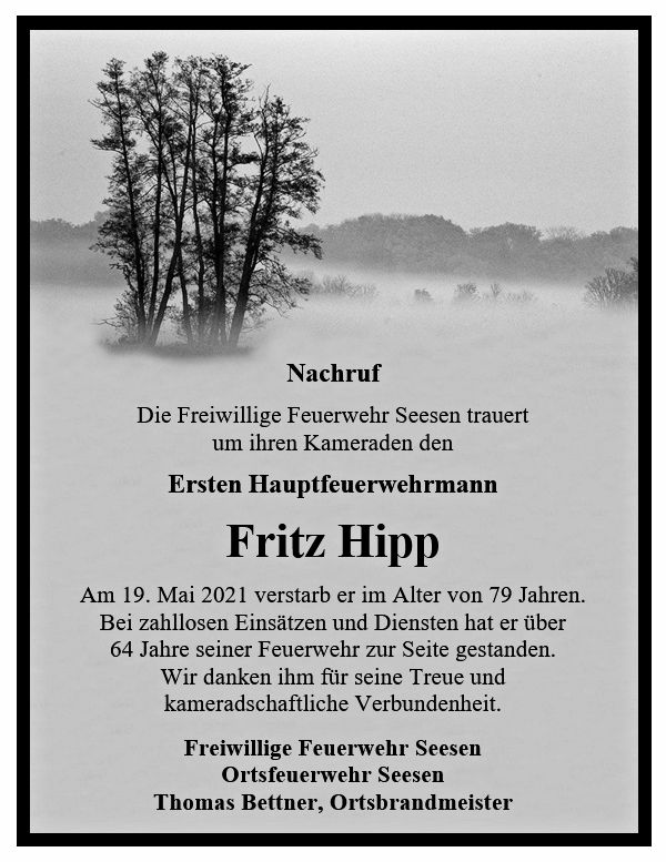 Nachruf Fritz Hipp